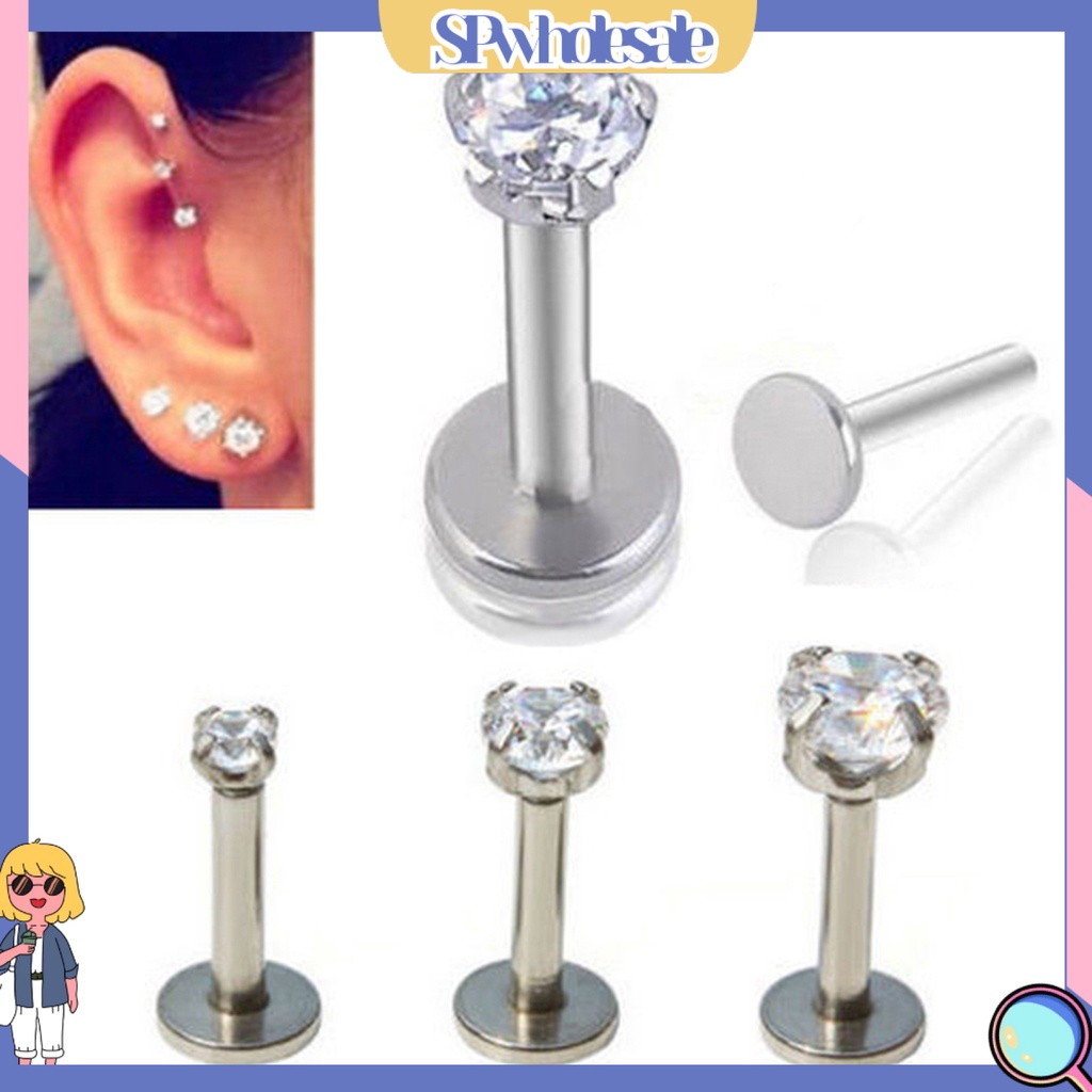 {SPwholesale} 1 khuyên mũi unisex đính đá lấp lánh 16G