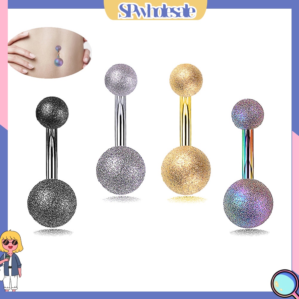 {SPwholesale} Khuyên rốn bằng thép không gỉ hình quả bóng đôi gợi cảm cho nữ