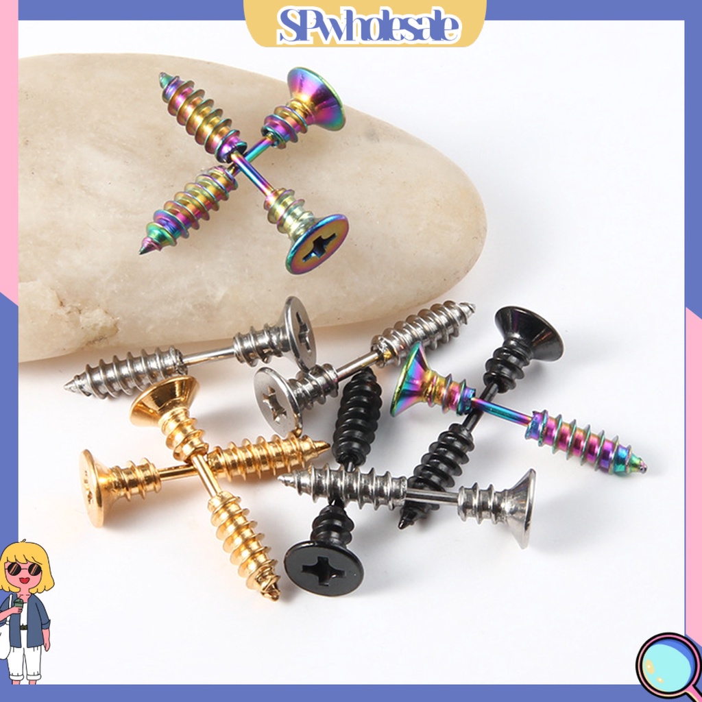 {SPwholesale} Bông Tai Xỏ Lỗ Hình Ốc Vít Hai Mặt Vui Nhộn Thời Trang