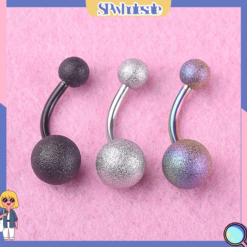 {SPwholesale} Khuyên rốn bằng thép không gỉ hình quả bóng đôi gợi cảm cho nữ