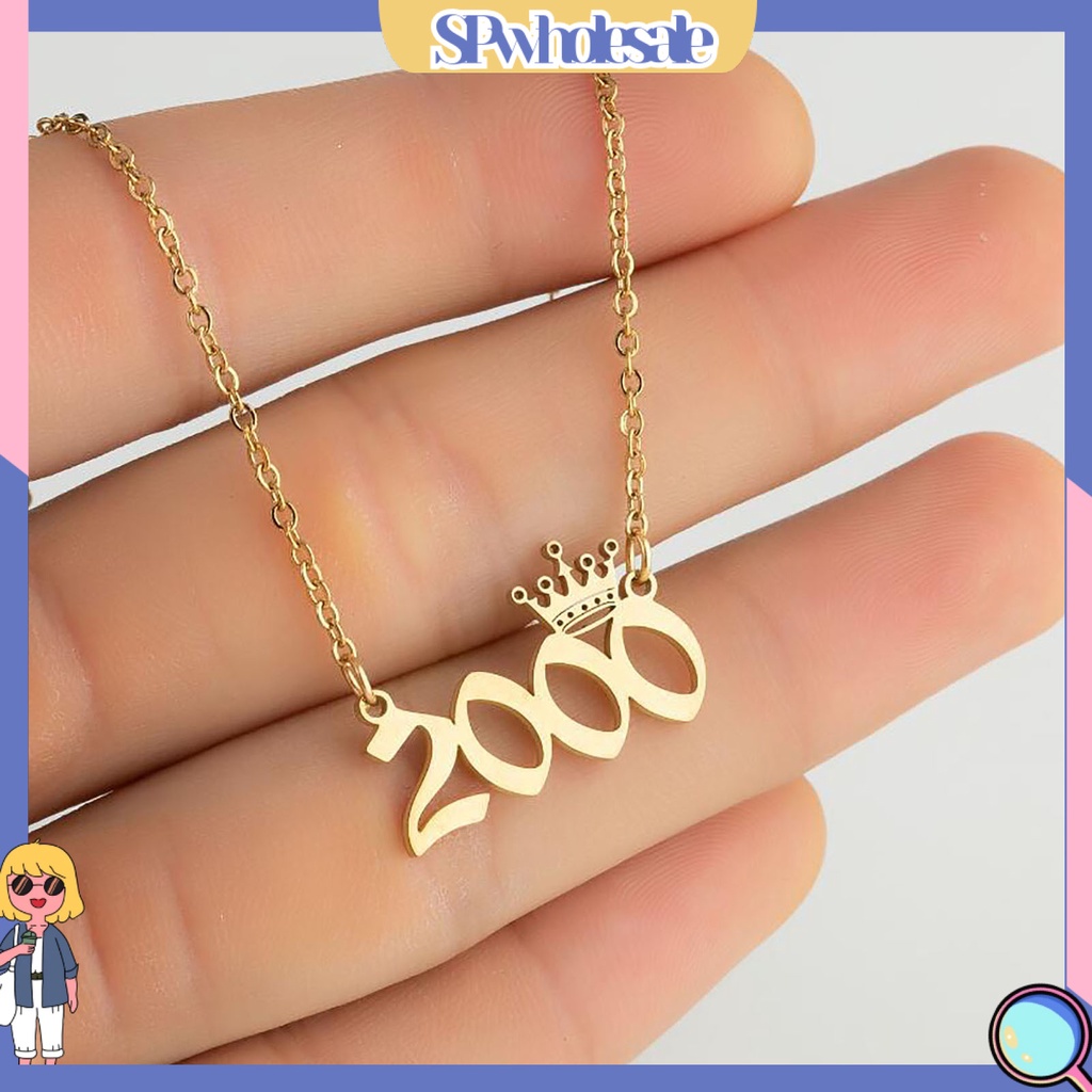 SPwholesale| Vòng cổ Mặt Hình Vương Miện Năm Mới Bằng Thép Không Gỉ Cho Nữ