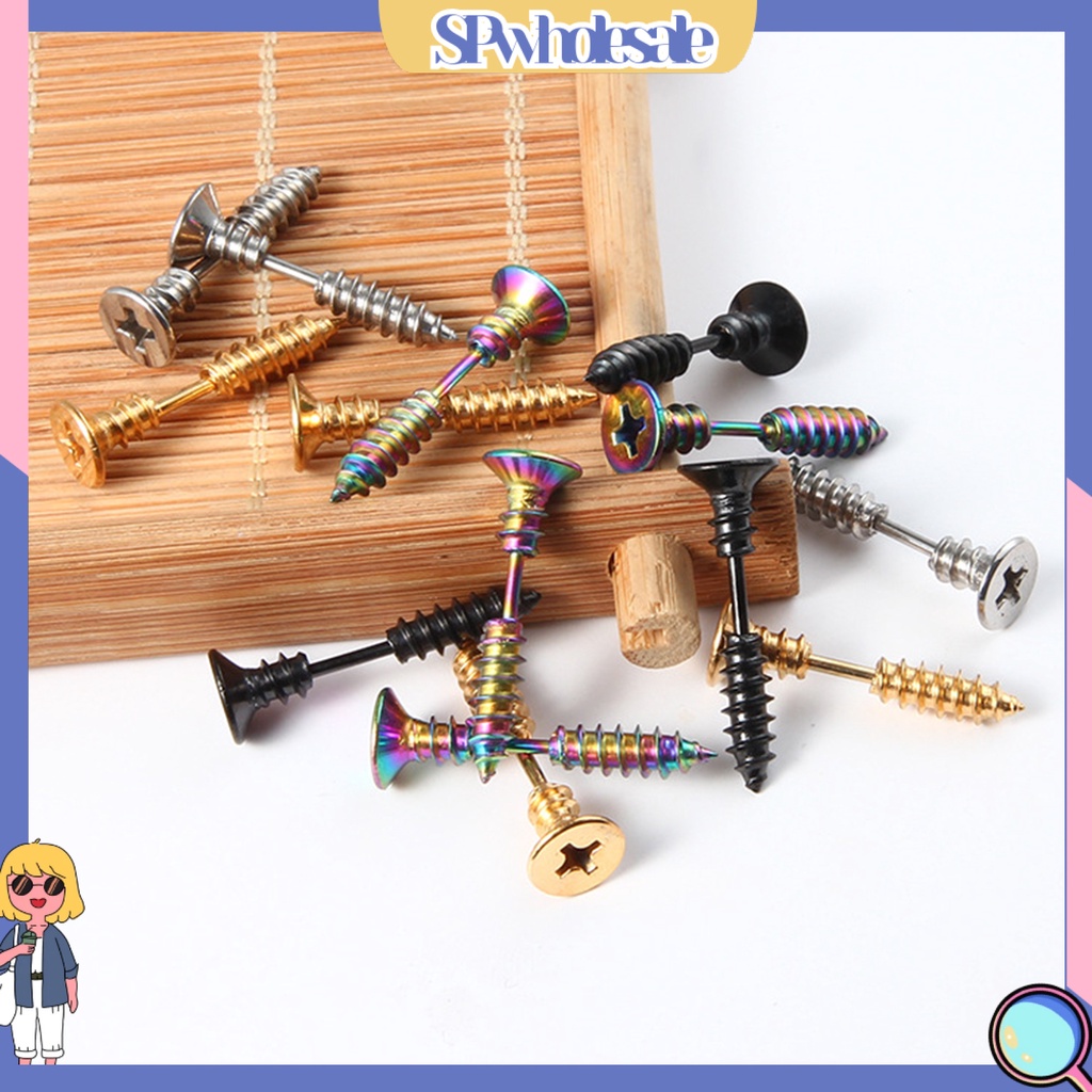 {SPwholesale} Bông Tai Xỏ Lỗ Hình Ốc Vít Hai Mặt Vui Nhộn Thời Trang