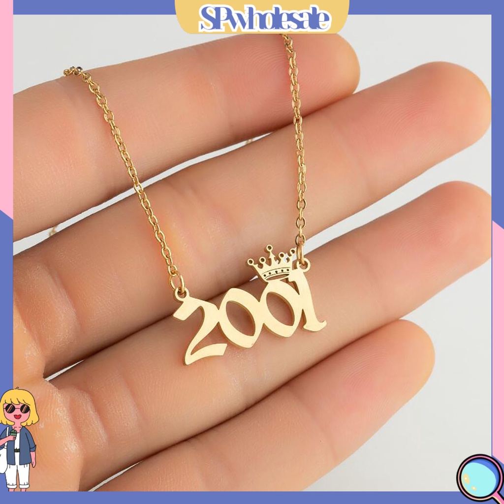 SPwholesale| Vòng cổ Mặt Hình Vương Miện Năm Mới Bằng Thép Không Gỉ Cho Nữ