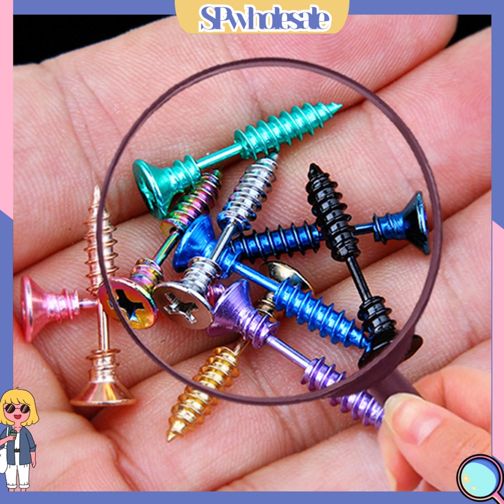 {SPwholesale} Bông Tai Xỏ Lỗ Hình Ốc Vít Hai Mặt Vui Nhộn Thời Trang