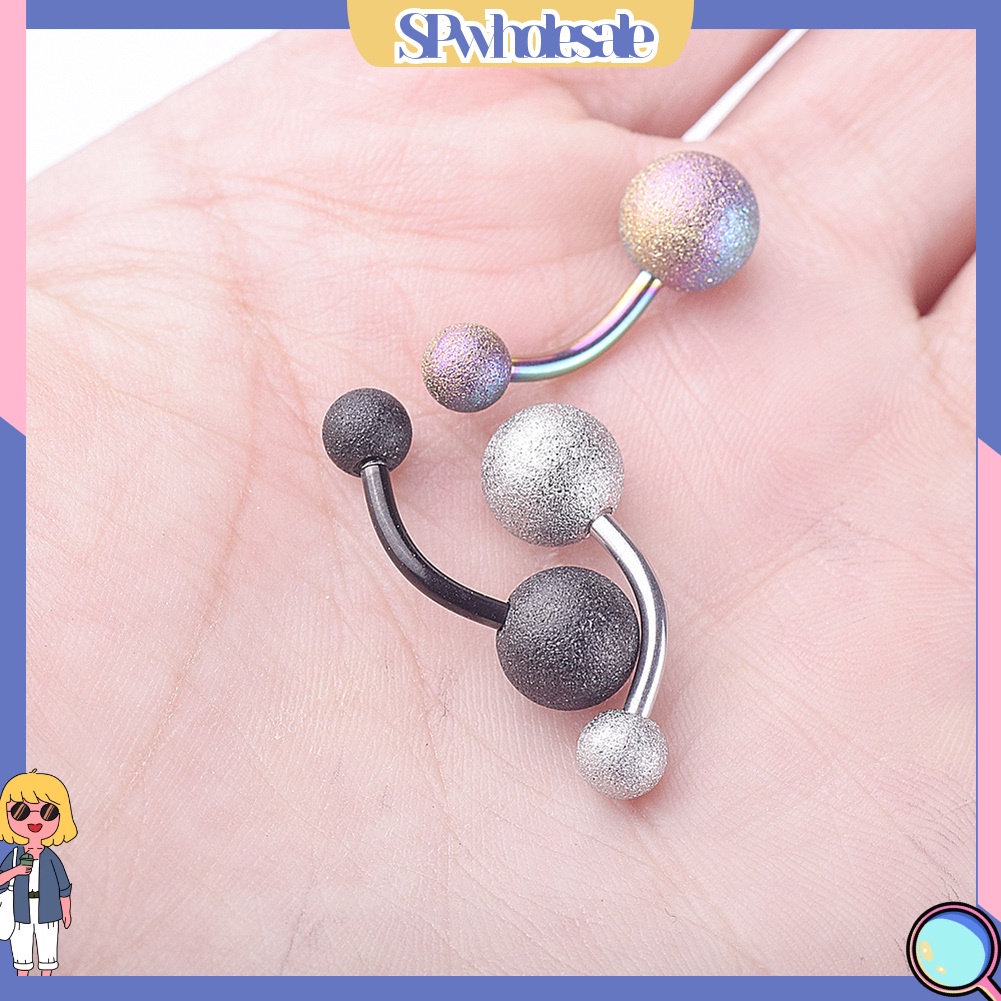 {SPwholesale} Khuyên rốn bằng thép không gỉ hình quả bóng đôi gợi cảm cho nữ