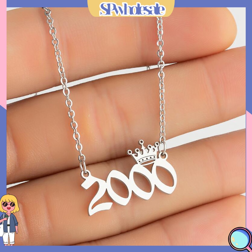 SPwholesale| Vòng cổ Mặt Hình Vương Miện Năm Mới Bằng Thép Không Gỉ Cho Nữ