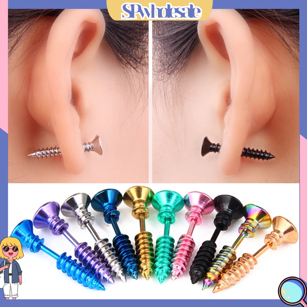 {SPwholesale} Bông Tai Xỏ Lỗ Hình Ốc Vít Hai Mặt Vui Nhộn Thời Trang