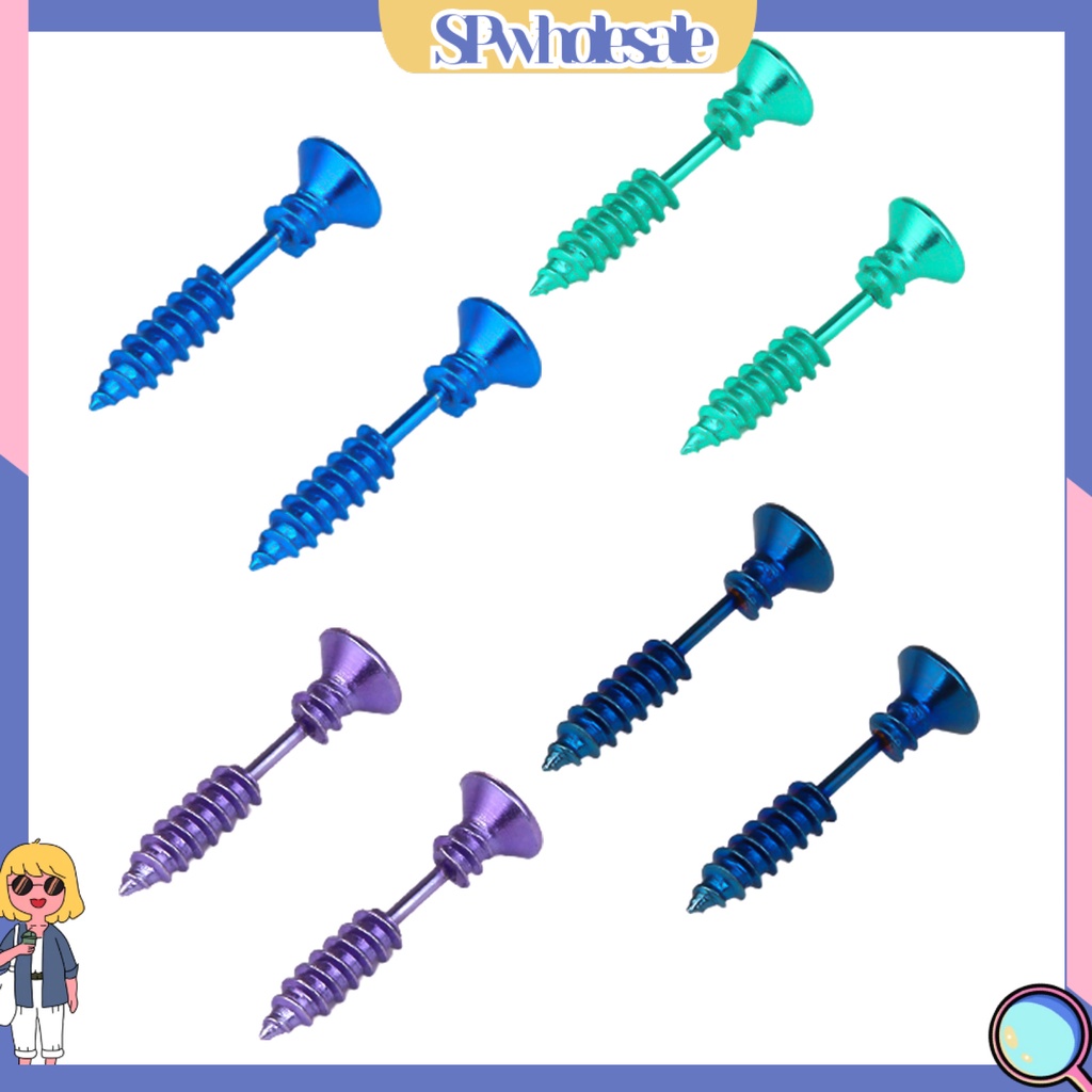 {SPwholesale} Bông Tai Xỏ Lỗ Hình Ốc Vít Hai Mặt Vui Nhộn Thời Trang