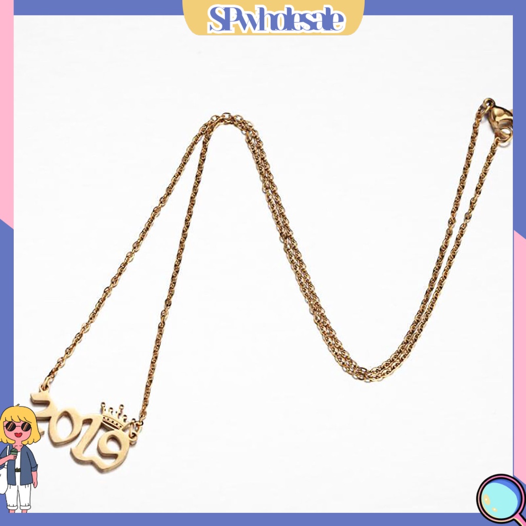 SPwholesale| Vòng cổ Mặt Hình Vương Miện Năm Mới Bằng Thép Không Gỉ Cho Nữ