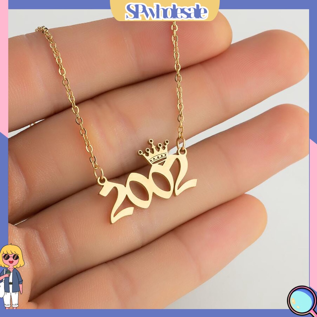 SPwholesale| Vòng cổ Mặt Hình Vương Miện Năm Mới Bằng Thép Không Gỉ Cho Nữ