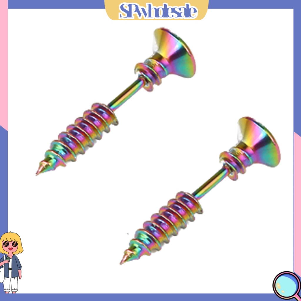 {SPwholesale} Bông Tai Xỏ Lỗ Hình Ốc Vít Hai Mặt Vui Nhộn Thời Trang