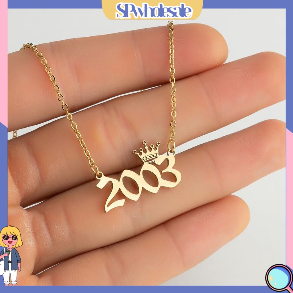 SPwholesale| Vòng cổ Mặt Hình Vương Miện Năm Mới Bằng Thép Không Gỉ Cho Nữ