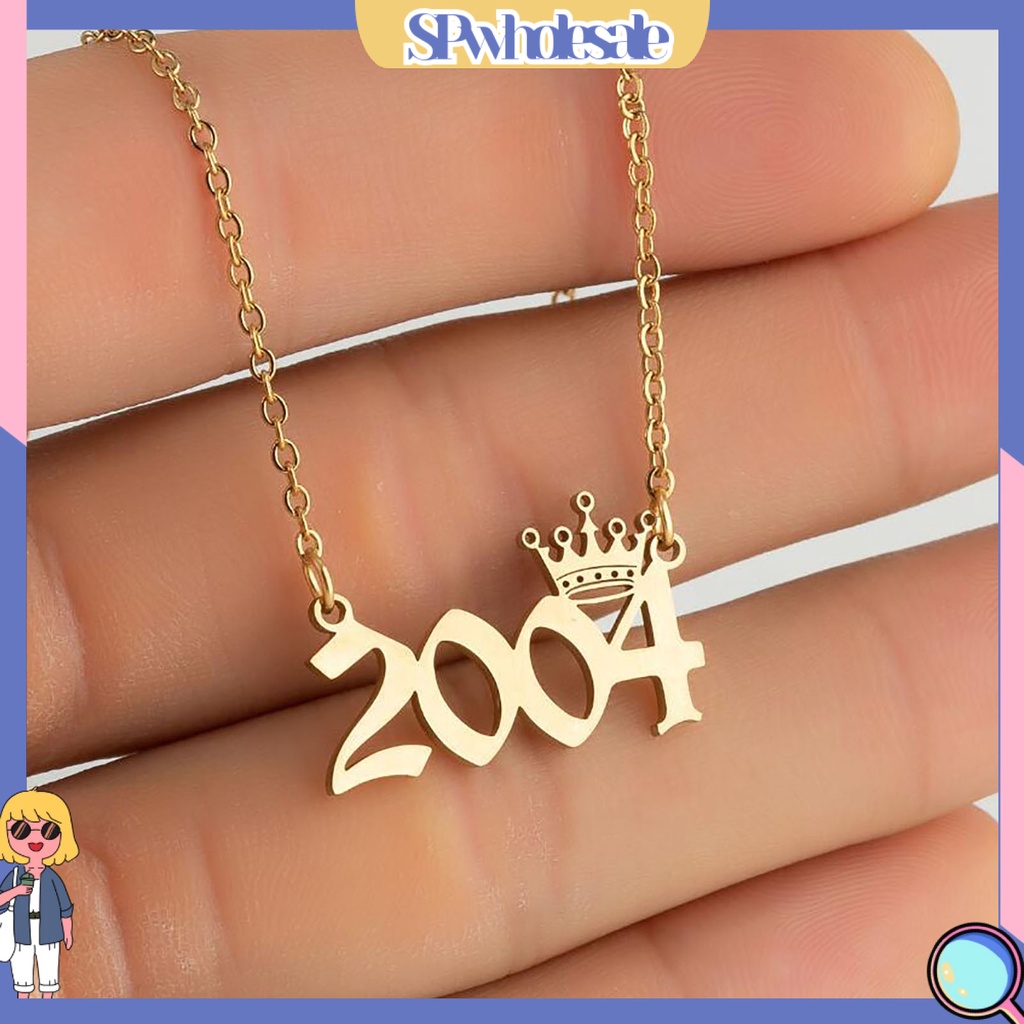 SPwholesale| Vòng cổ Mặt Hình Vương Miện Năm Mới Bằng Thép Không Gỉ Cho Nữ