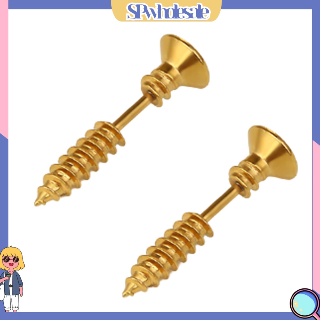 {SPwholesale} Bông Tai Xỏ Lỗ Hình Ốc Vít Hai Mặt Vui Nhộn Thời Trang