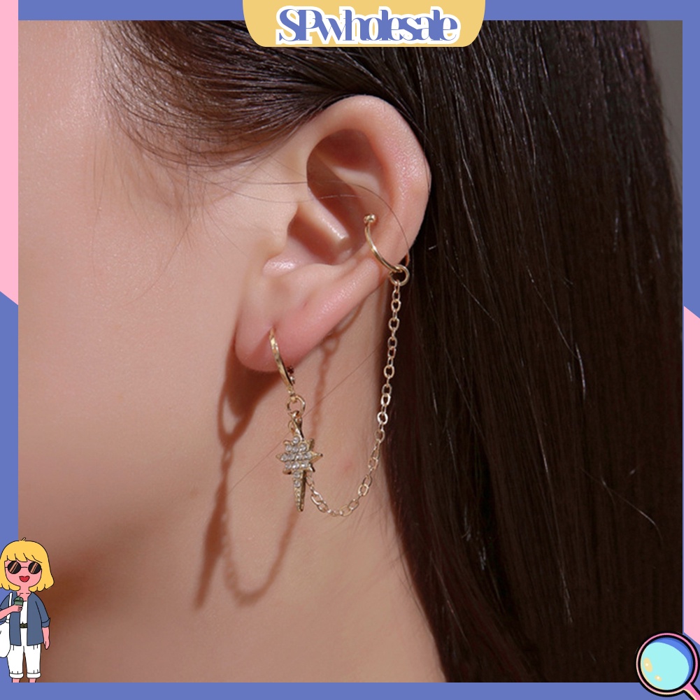 {SPwholesale} 1 Khuyên Vành Tai Hình Ngôi Sao Đính Đá Lấp Lánh