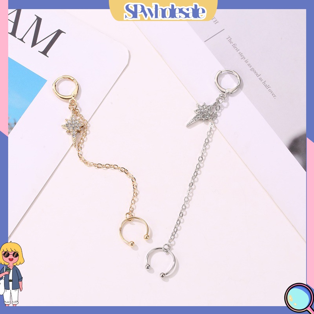 {SPwholesale} 1 Khuyên Vành Tai Hình Ngôi Sao Đính Đá Lấp Lánh