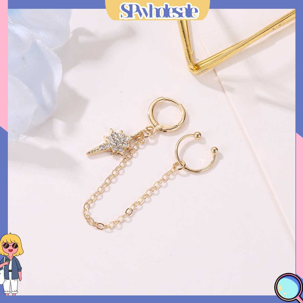 {SPwholesale} 1 Khuyên Vành Tai Hình Ngôi Sao Đính Đá Lấp Lánh
