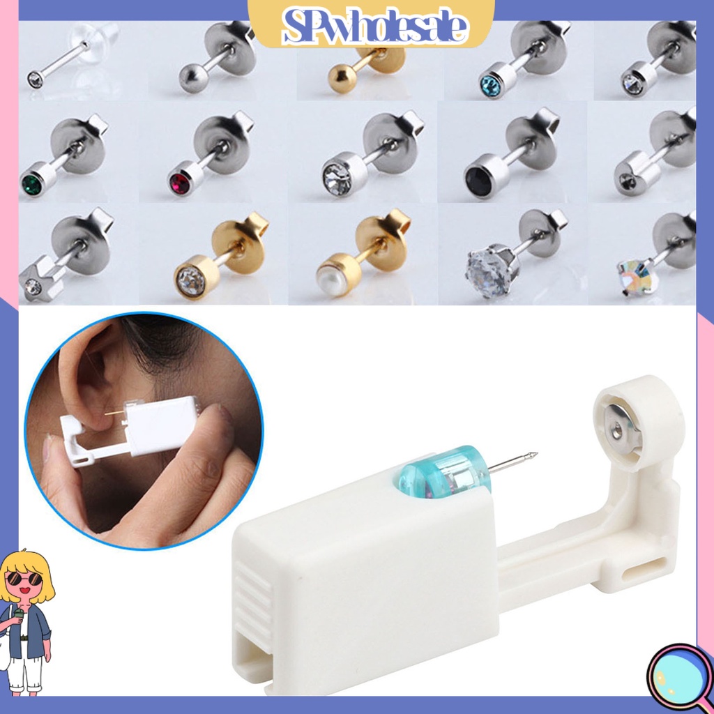 {SPwholesale} Dụng Cụ Xỏ Khuyên Tai Bằng Thép Không Gỉ Sử Dụng Một Lần