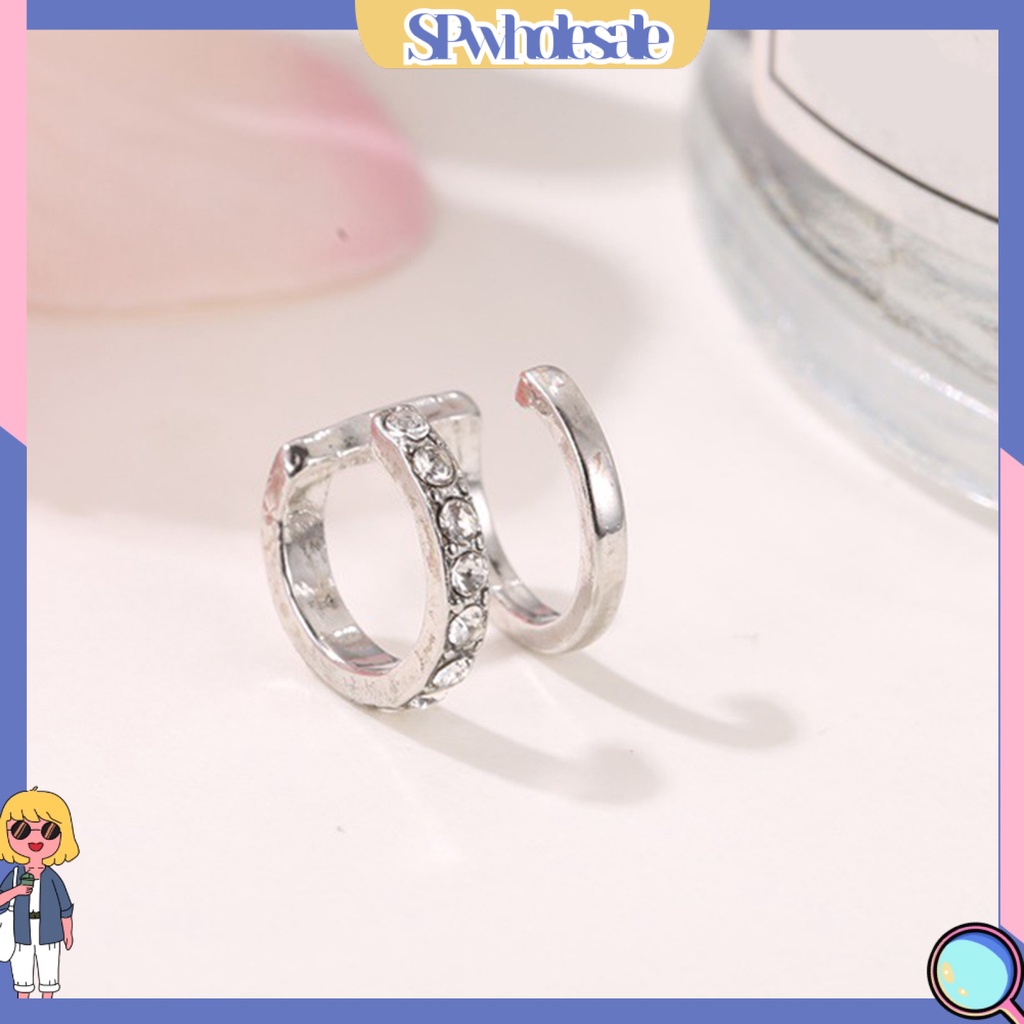 {SPwholesale} Khuyên vành tai hai lớp đính đá sang trọng thời trang cho nữ