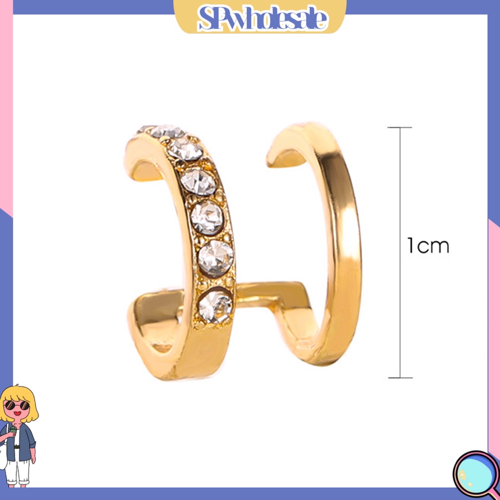 {SPwholesale} Khuyên vành tai hai lớp đính đá sang trọng thời trang cho nữ