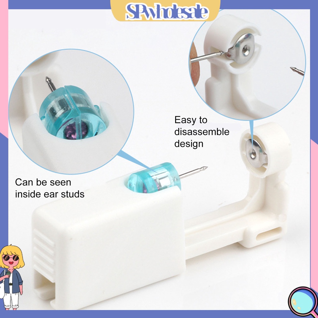 {SPwholesale} Dụng Cụ Xỏ Khuyên Tai Bằng Thép Không Gỉ Sử Dụng Một Lần