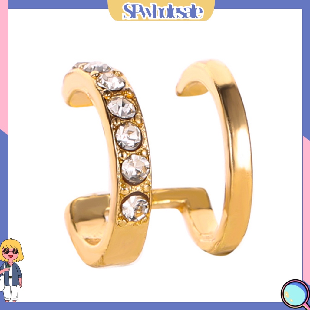 {SPwholesale} Khuyên vành tai hai lớp đính đá sang trọng thời trang cho nữ