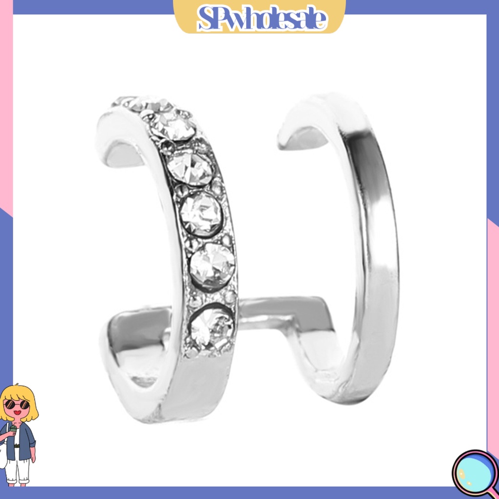 {SPwholesale} Khuyên vành tai hai lớp đính đá sang trọng thời trang cho nữ