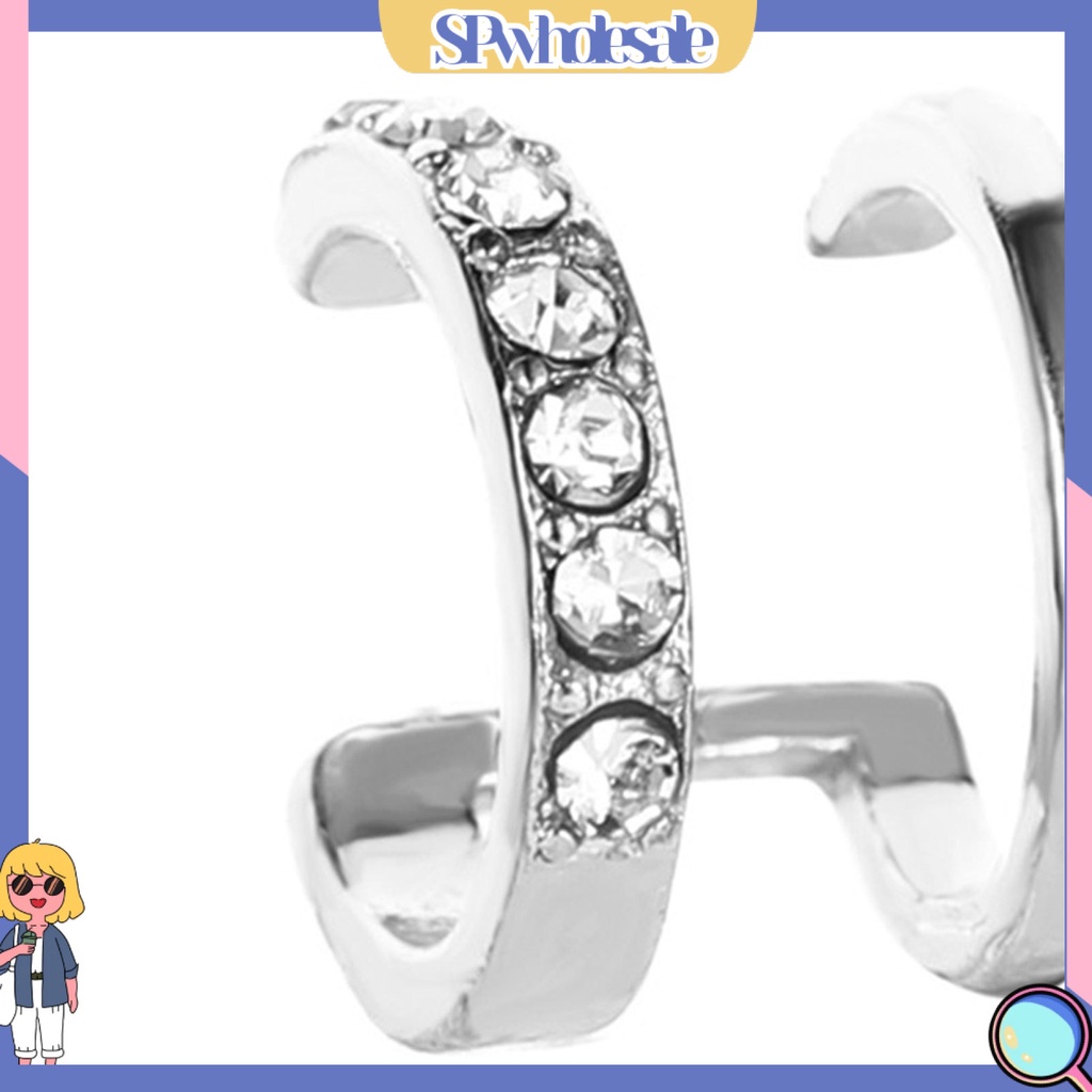 {SPwholesale} Khuyên vành tai hai lớp đính đá sang trọng thời trang cho nữ