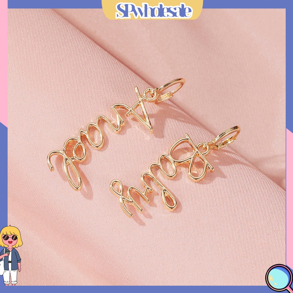 {SPwholesale} Hoa Tai Dáng Dài Hoạ Tiết Chữ Cá Tính Cho Nữ