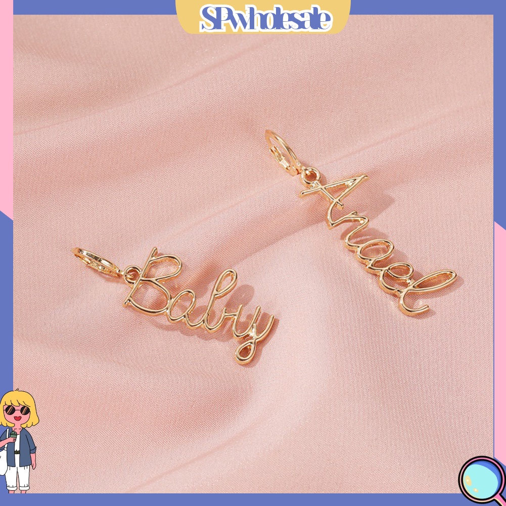 {SPwholesale} Hoa Tai Dáng Dài Hoạ Tiết Chữ Cá Tính Cho Nữ