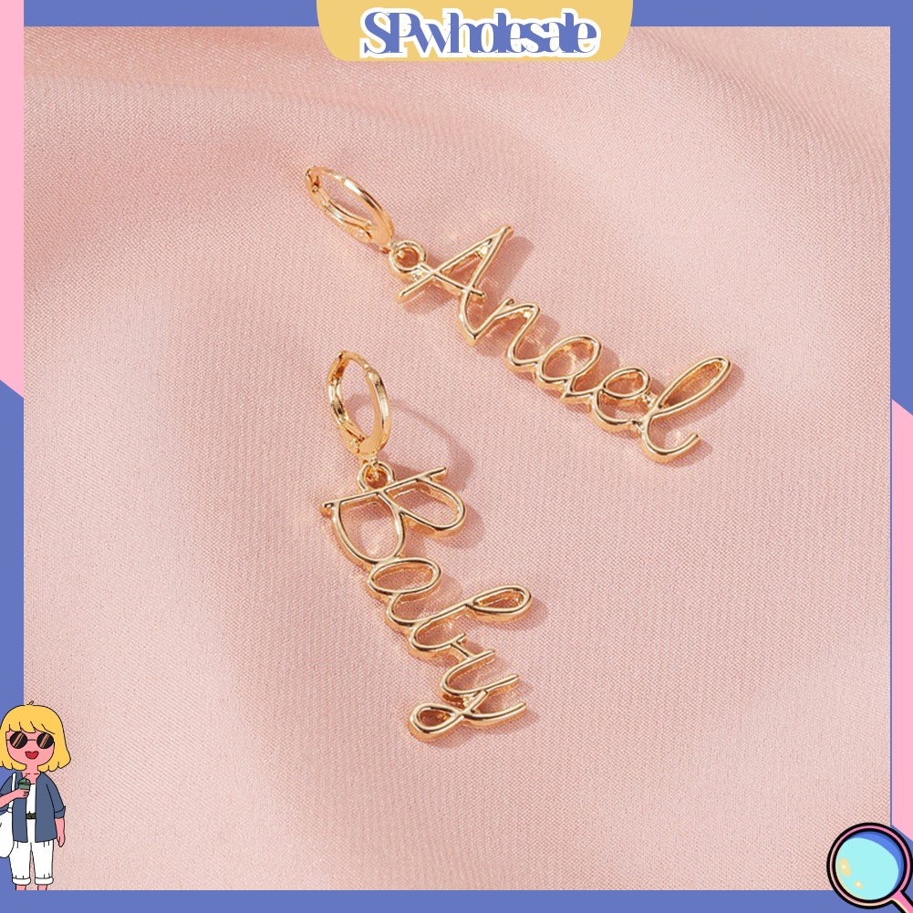 {SPwholesale} Hoa Tai Dáng Dài Hoạ Tiết Chữ Cá Tính Cho Nữ