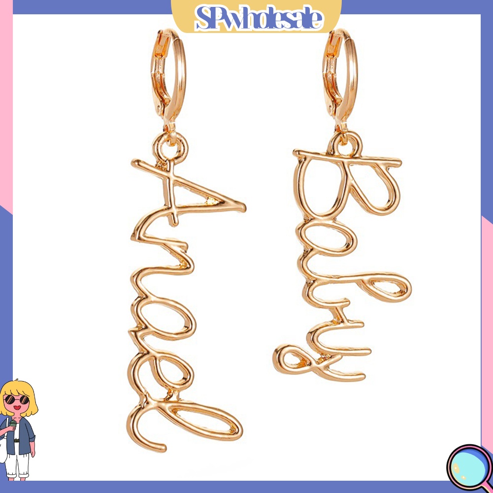 {SPwholesale} Hoa Tai Dáng Dài Hoạ Tiết Chữ Cá Tính Cho Nữ