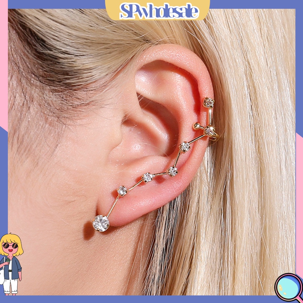 {SPwholesale} Bông Tai Kiểu Kẹp Hình Ngôi Sao Có Đính Đá 1 Cái Cho Nữ