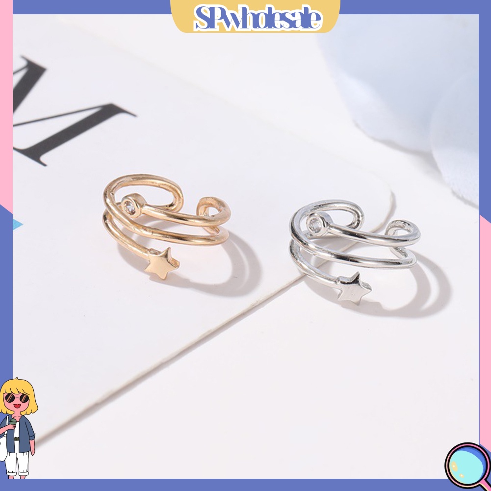 {SPwholesale} Bông Tai Kiểu Kẹp Hình Ngôi Sao Có Đính Đá 1 Cái Cho Nữ