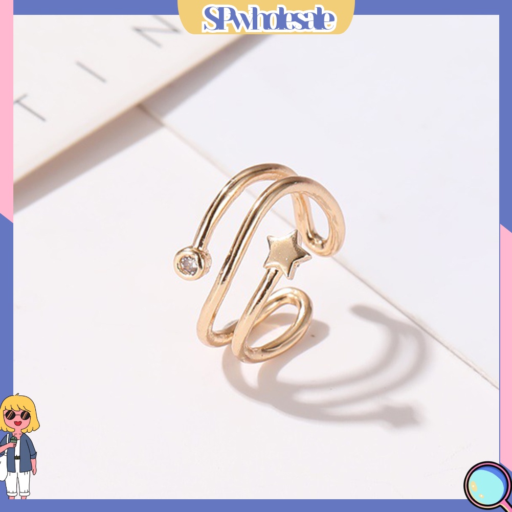 {SPwholesale} Bông Tai Kiểu Kẹp Hình Ngôi Sao Có Đính Đá 1 Cái Cho Nữ