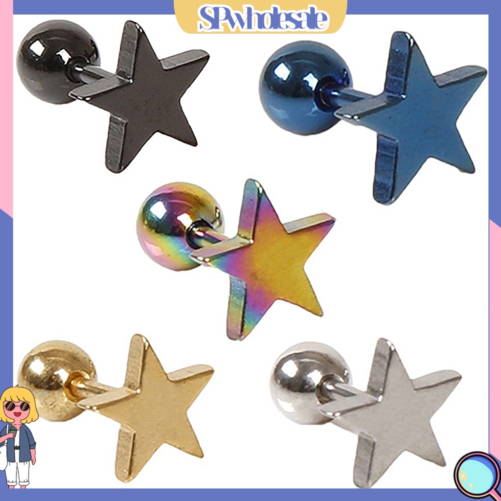 SPwholesale| Đôi Khuyên Tai Hợp Kim Dành Cho Nam Và Nữ Hình Ngôi Sao Lạ Mắt