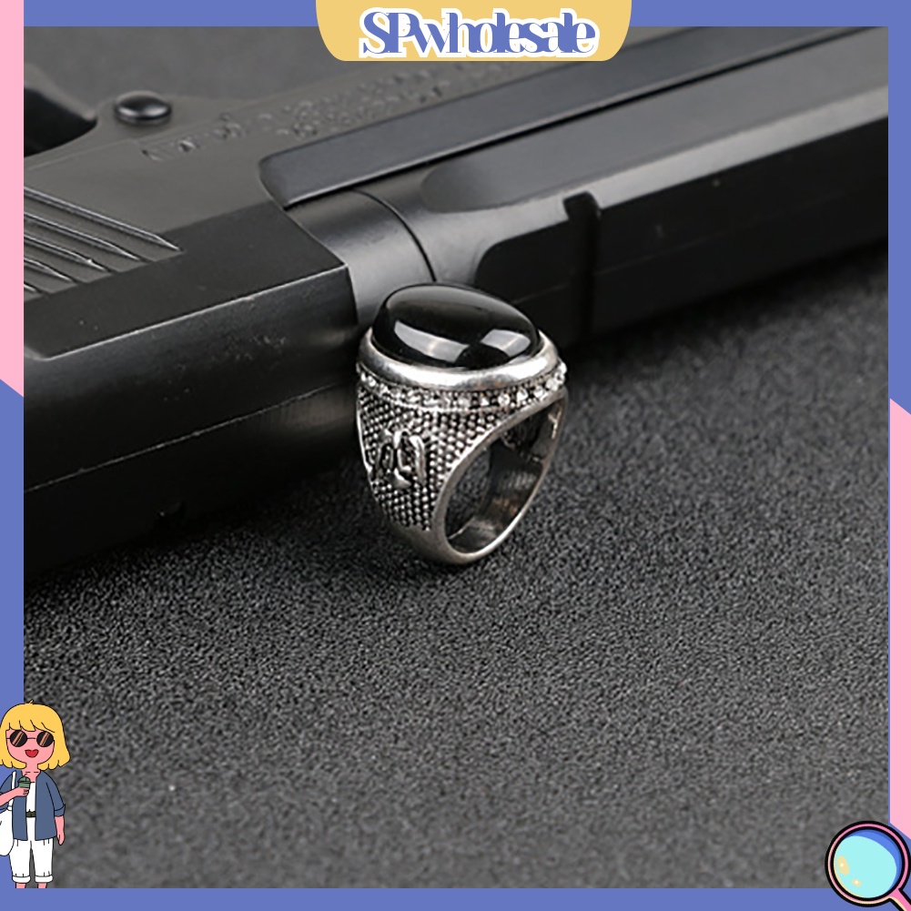 {SPwholesale} Nhẫn Đính Đá Đen Phong Cách Cổ Điển Cho Nam