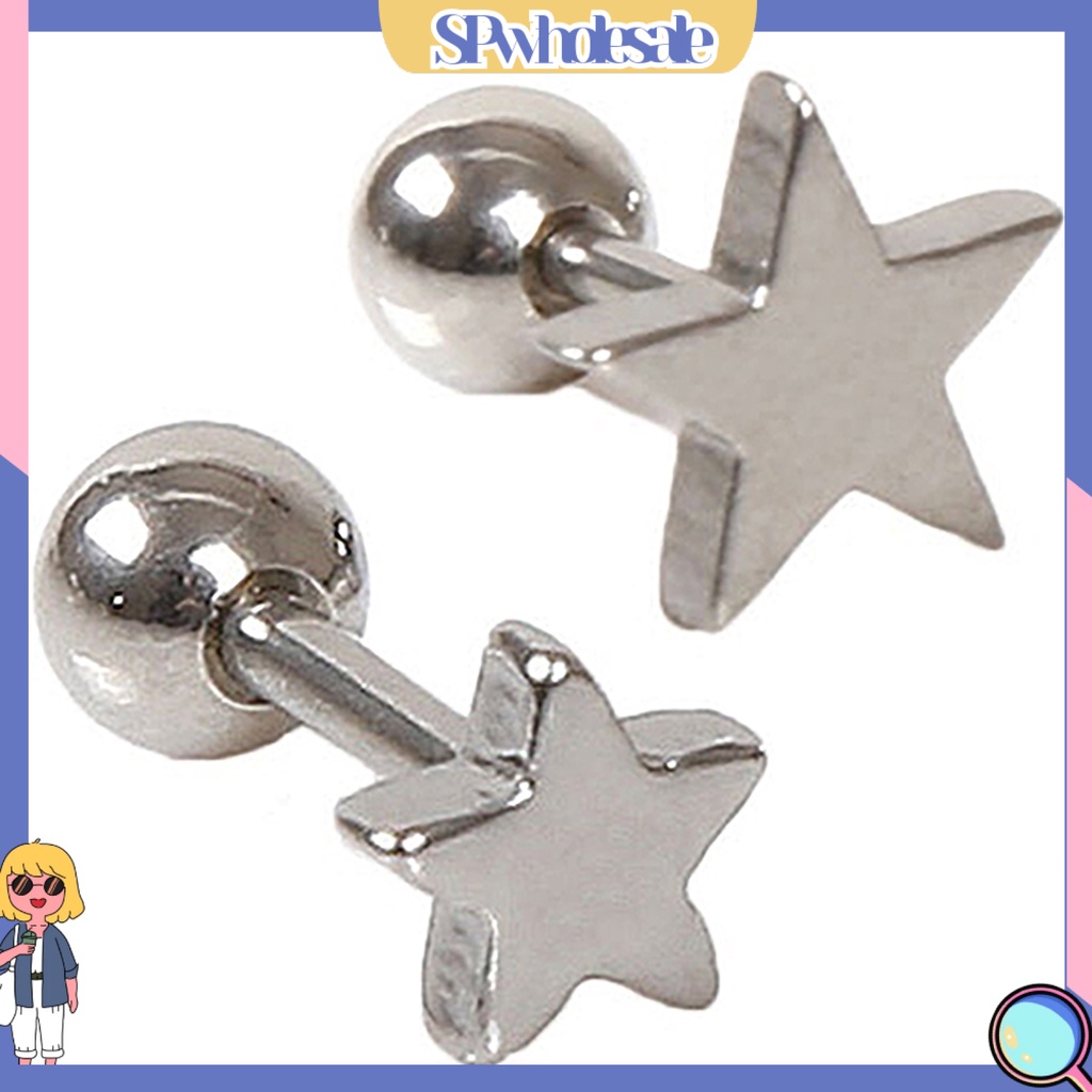 SPwholesale| Đôi Khuyên Tai Hợp Kim Dành Cho Nam Và Nữ Hình Ngôi Sao Lạ Mắt