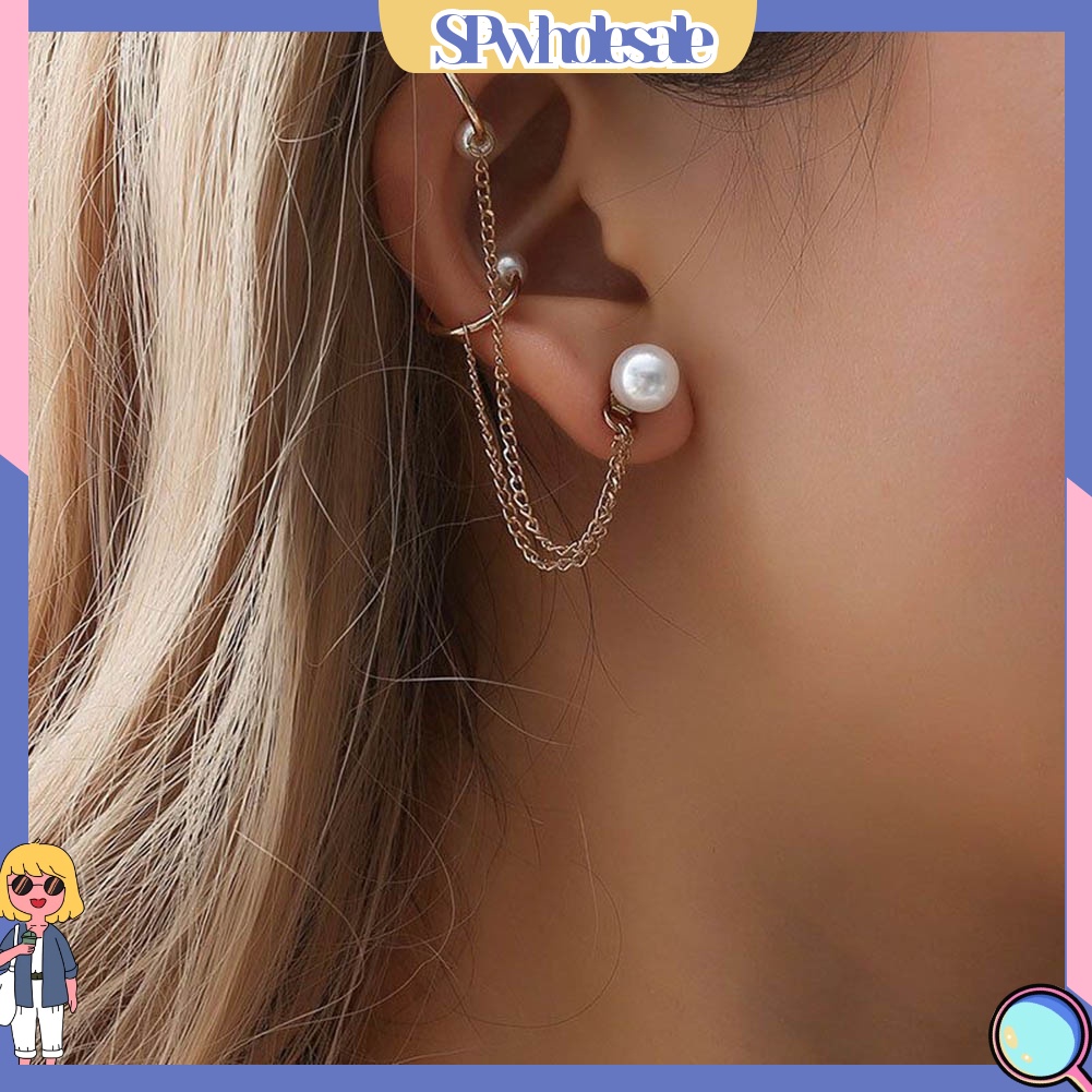 {SPwholesale} Set 1 / 4 Khuyên Vành Tai Đính Đá / Ngọc Trai Giả Thời Trang Dành Cho Nữ