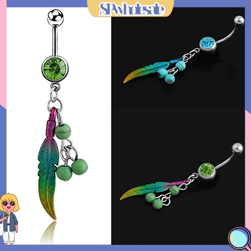 {SPwholesale} Khuyên rốn mặt hình chiếc lá đính đá xinh xắn cá tính thời trang