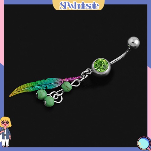 {SPwholesale} Khuyên rốn mặt hình chiếc lá đính đá xinh xắn cá tính thời trang