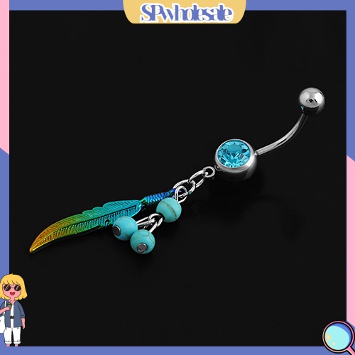 {SPwholesale} Khuyên rốn mặt hình chiếc lá đính đá xinh xắn cá tính thời trang