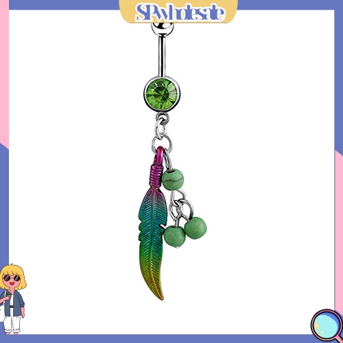 {SPwholesale} Khuyên rốn mặt hình chiếc lá đính đá xinh xắn cá tính thời trang