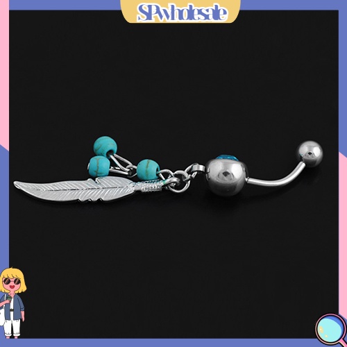 {SPwholesale} Khuyên rốn mặt hình chiếc lá đính đá xinh xắn cá tính thời trang