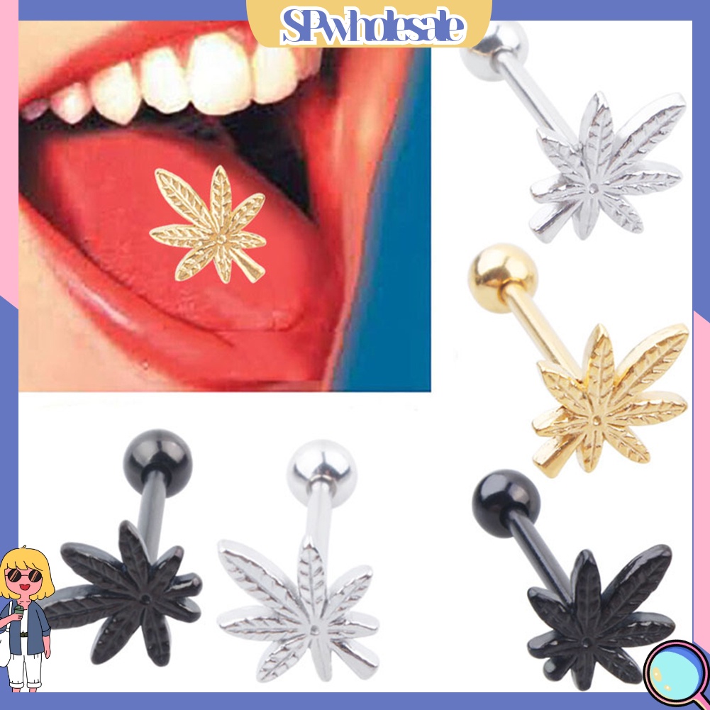 {SPwholesale} Khuyên lưỡi bằng thép không gỉ hình chiếc lá thời trang độc đáo