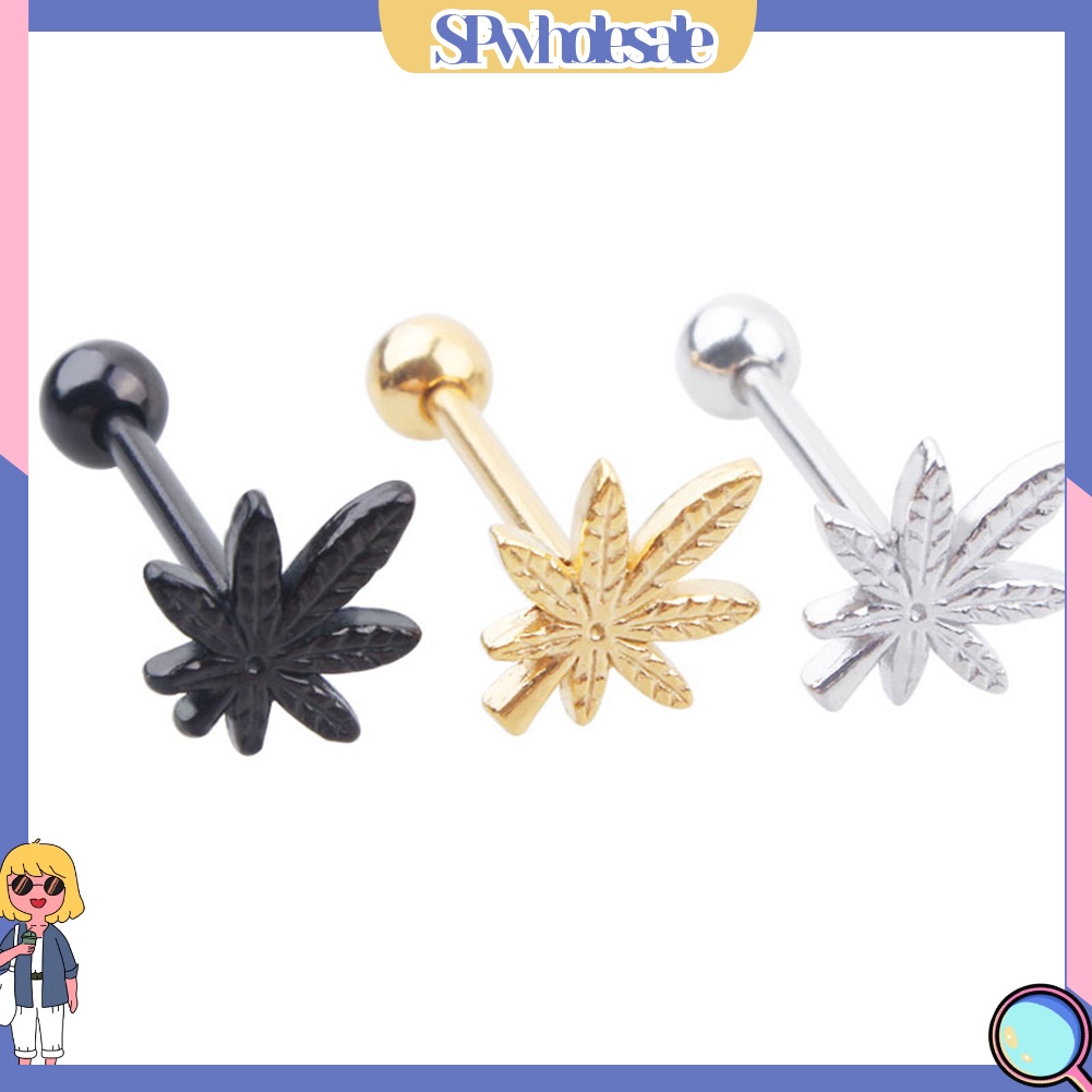 {SPwholesale} Khuyên lưỡi bằng thép không gỉ hình chiếc lá thời trang độc đáo