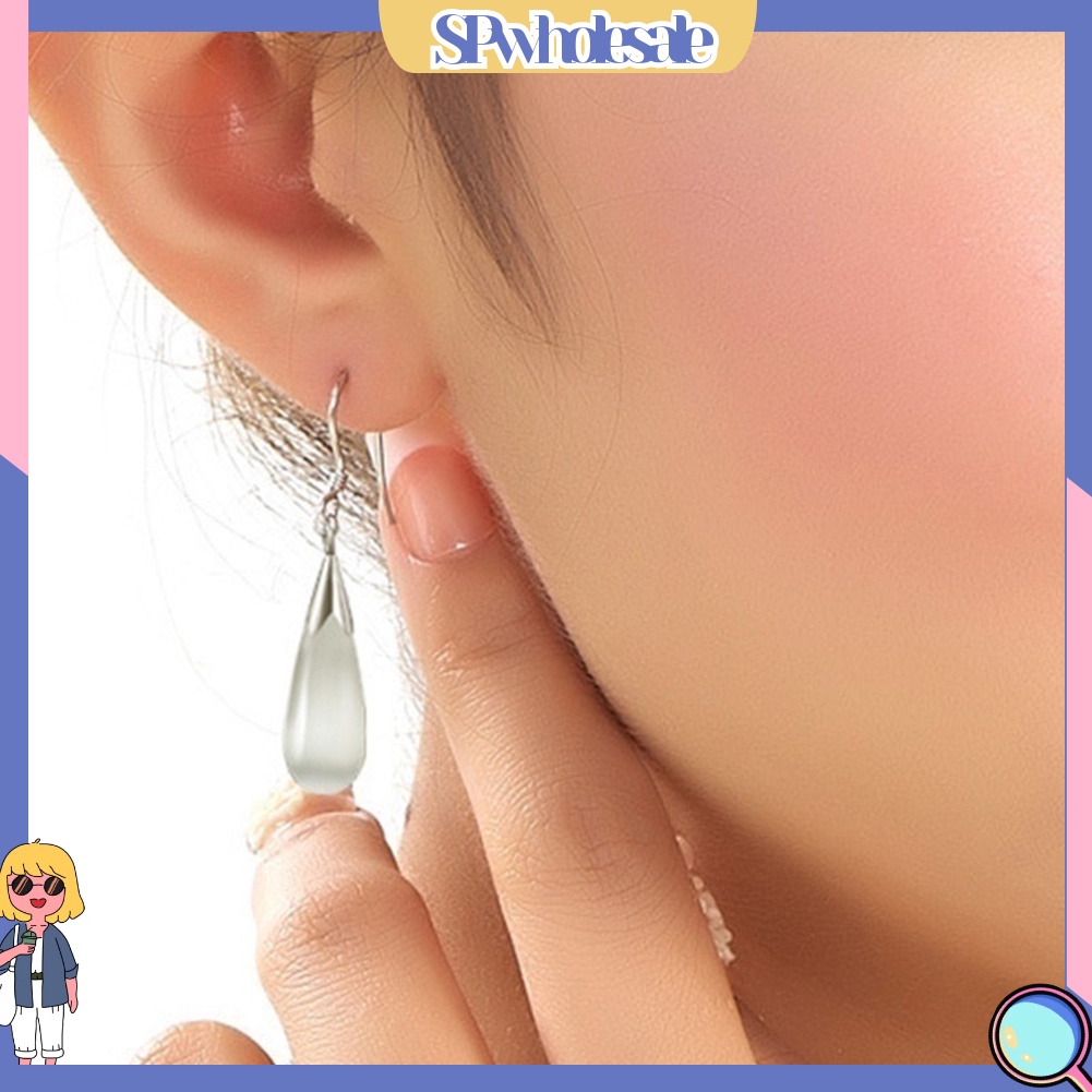 {SPwholesale} Hoa tai dáng dài hình giọt nước đính đá opal sang trọng dành cho nữ