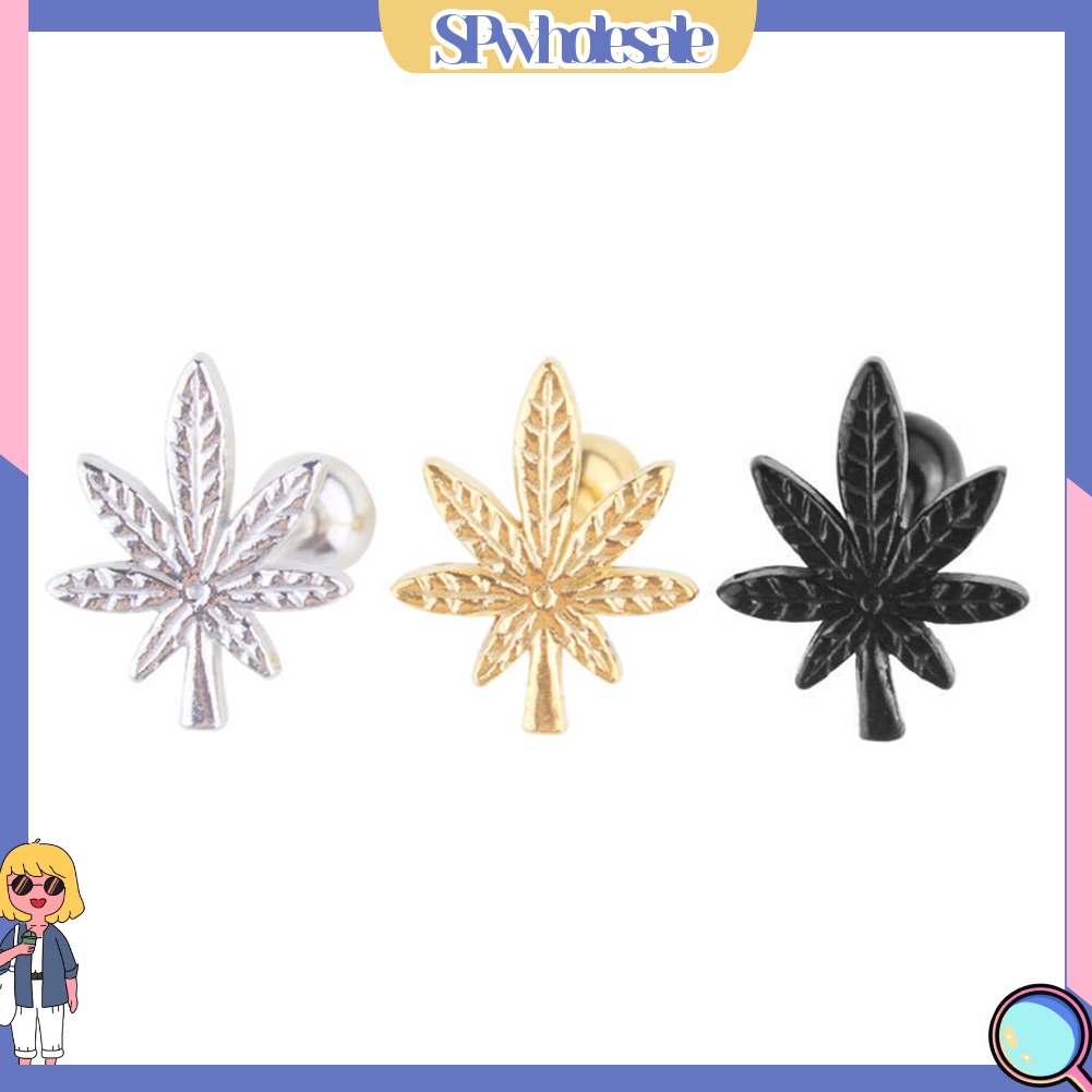 {SPwholesale} Khuyên lưỡi bằng thép không gỉ hình chiếc lá thời trang độc đáo