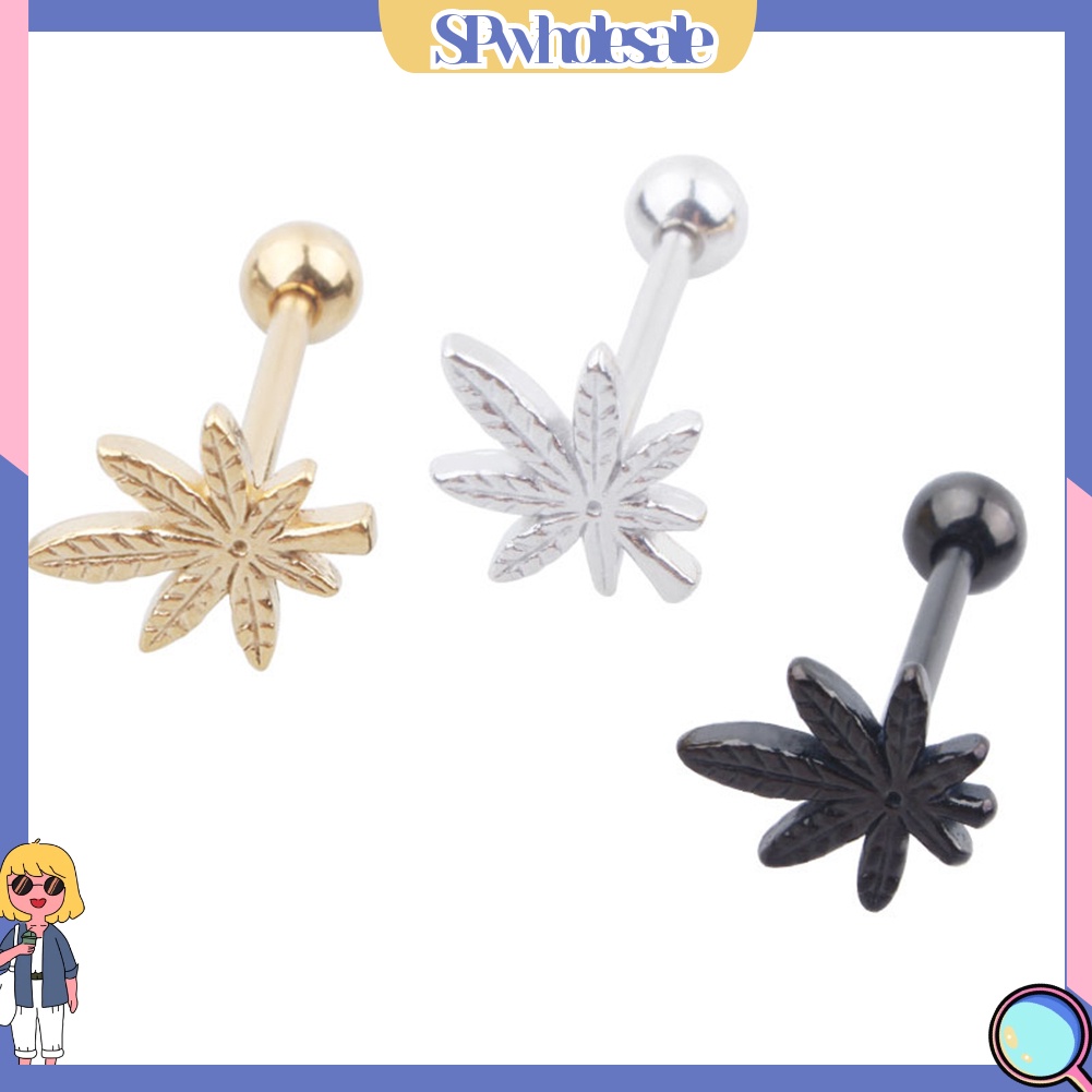 {SPwholesale} Khuyên lưỡi bằng thép không gỉ hình chiếc lá thời trang độc đáo