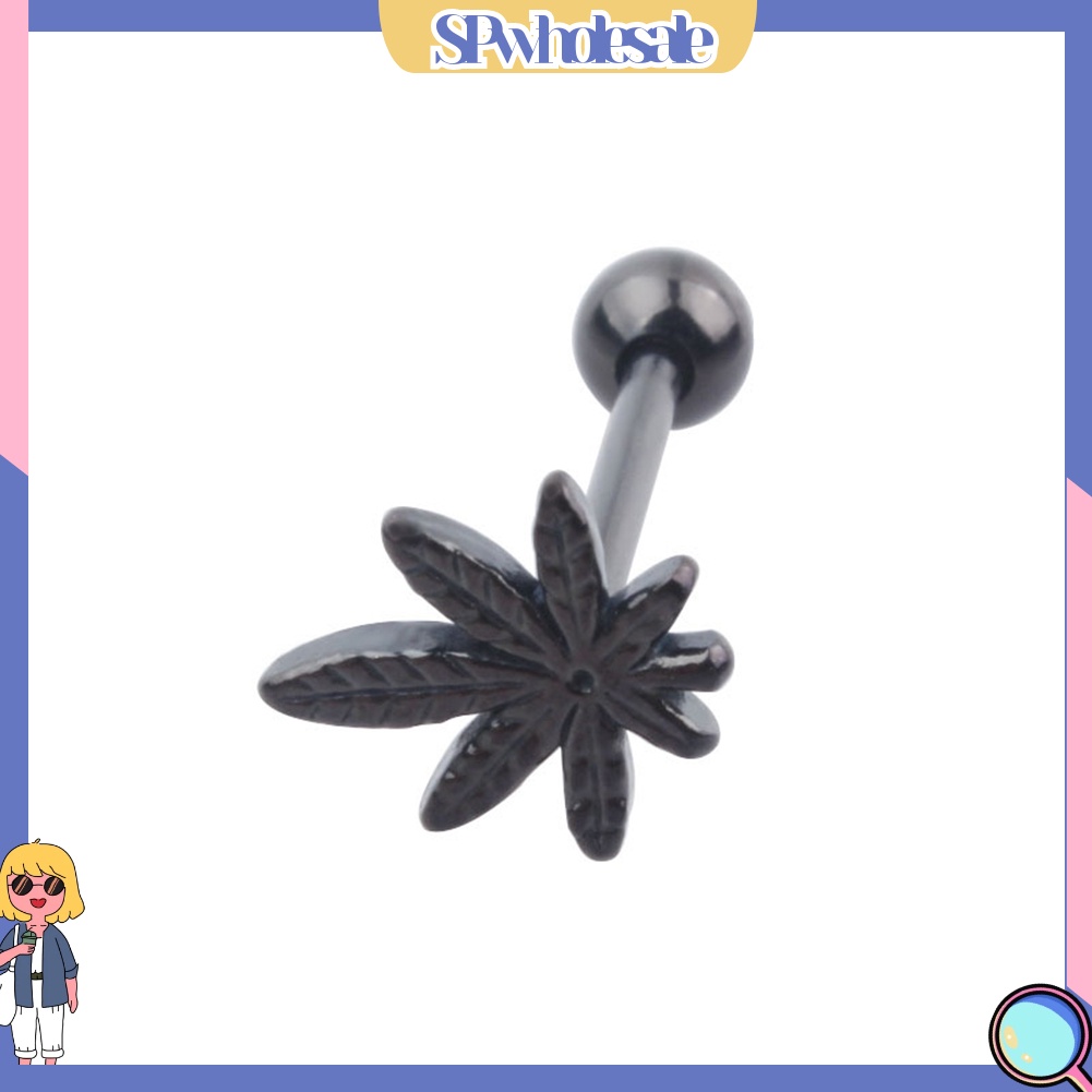 {SPwholesale} Khuyên lưỡi bằng thép không gỉ hình chiếc lá thời trang độc đáo